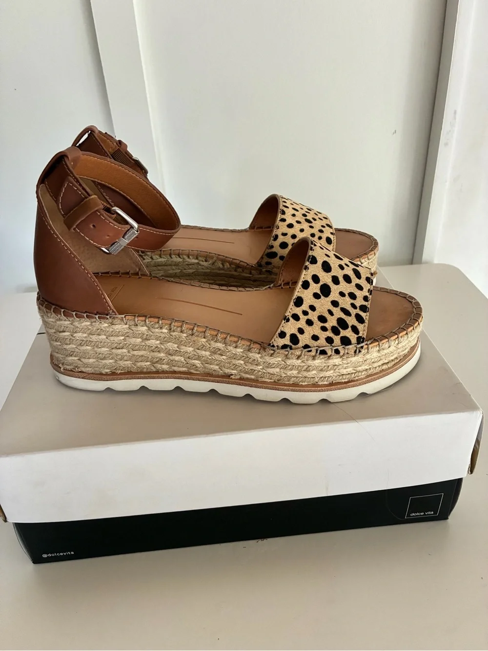 Dolce Vida Leopard Print Espadrille Platform Sandal - Brown
